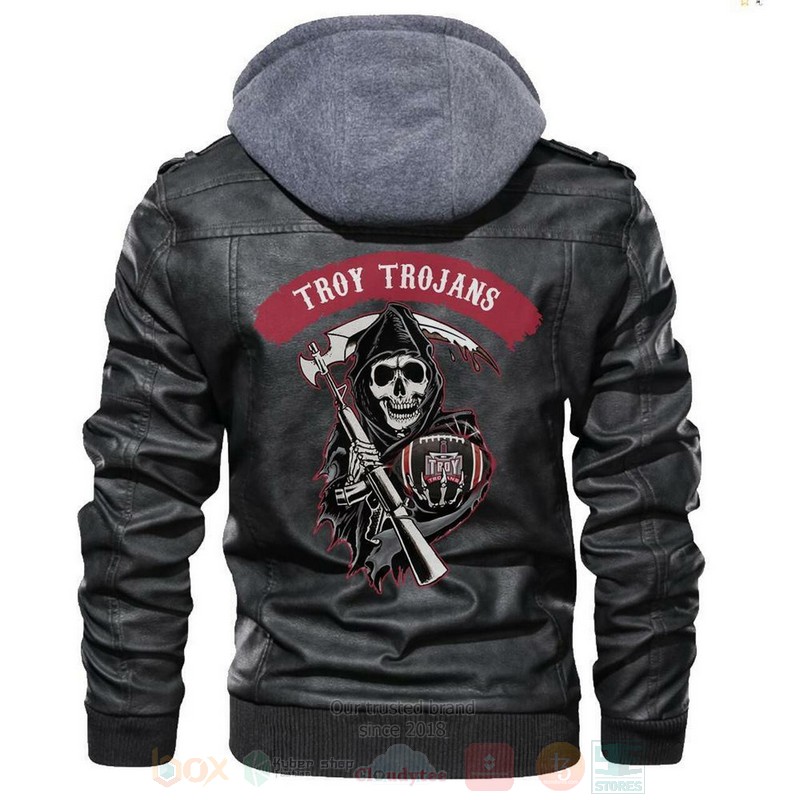 Troy Trojans NCAA Football Sons of Anarchy Black Motorcycle Leather Jacket