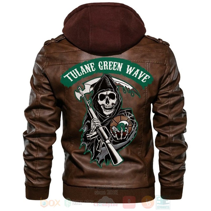 Tulane Green Wave NCAA Basketball Sons of Anarchy Brown Motorcycle Leather Jacket