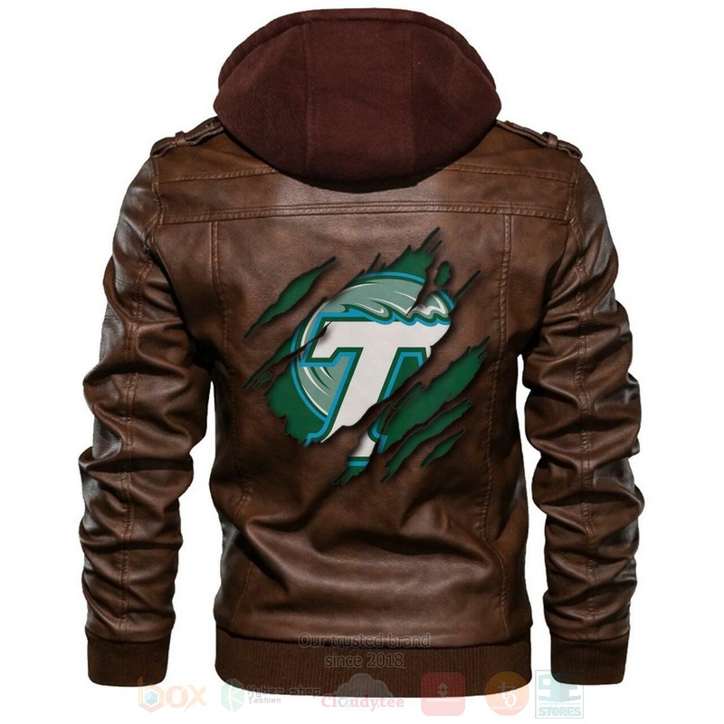 Tulane Green Wave NCAA Brown Motorcycle Leather Jacket