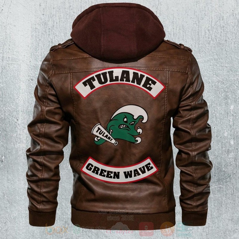 Tulane Green Wave NCAA Football Brown Motorcycle Leather Jacket