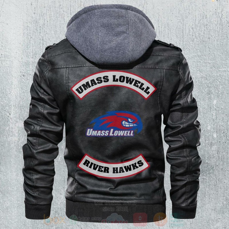 Umass Lowell River Hawks NCAA Football Motorcycle Leather Jacket