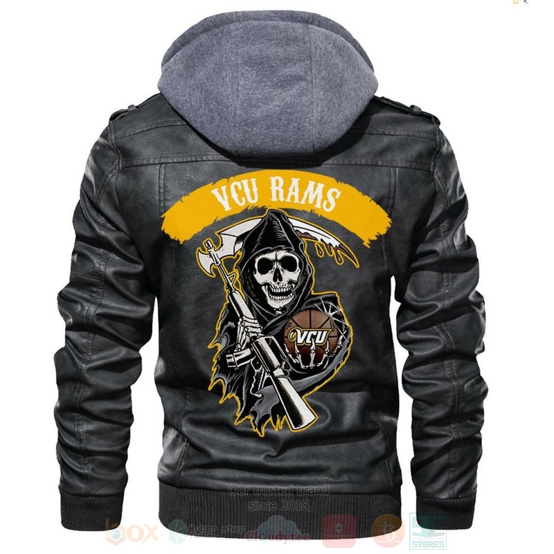 VCU Rams NCAA Basketball Sons of Anarchy Black Motorcycle Leather Jacket