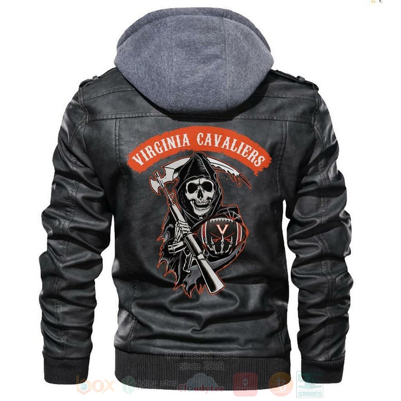 Virginia Cavaliers NCAA Football Sons of Anarchy Black Motorcycle Leather Jacket