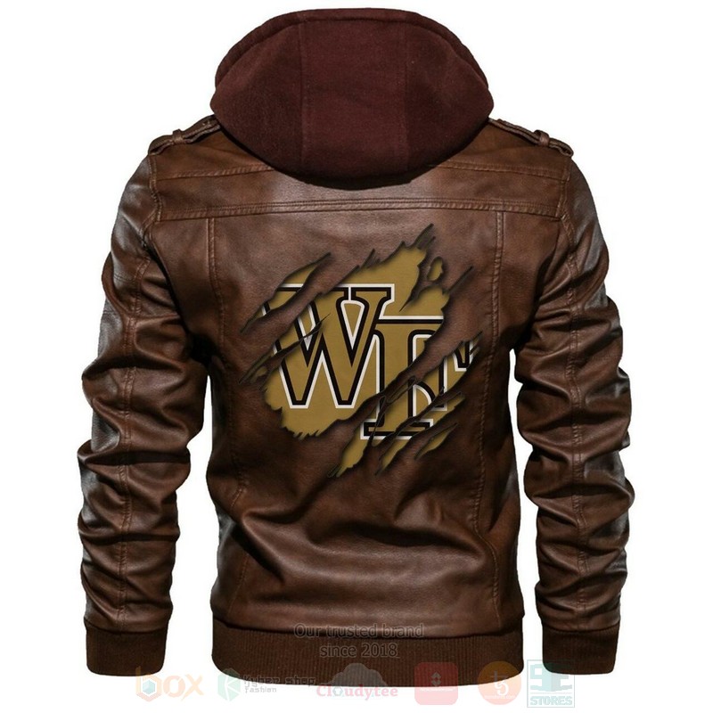 Wake Forest Demon Deacons NCAA Brown Motorcycle Leather Jacket