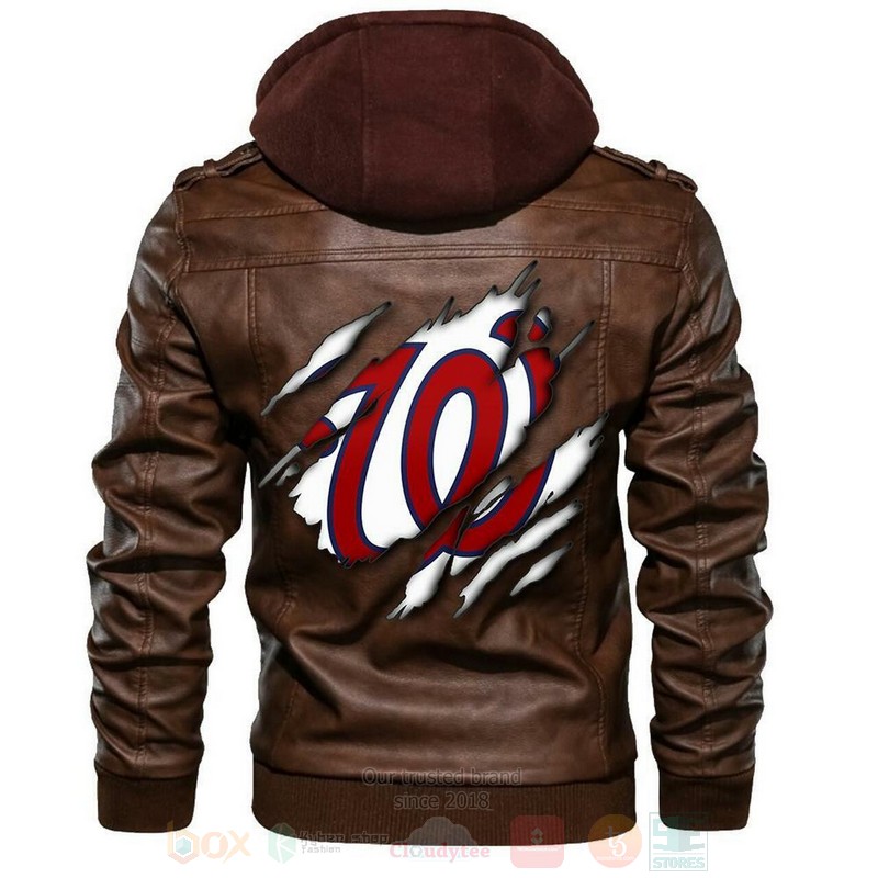 Washington Nationals MLB Baseball Sons of Anarchy Brown Motorcycle Leather Jacket
