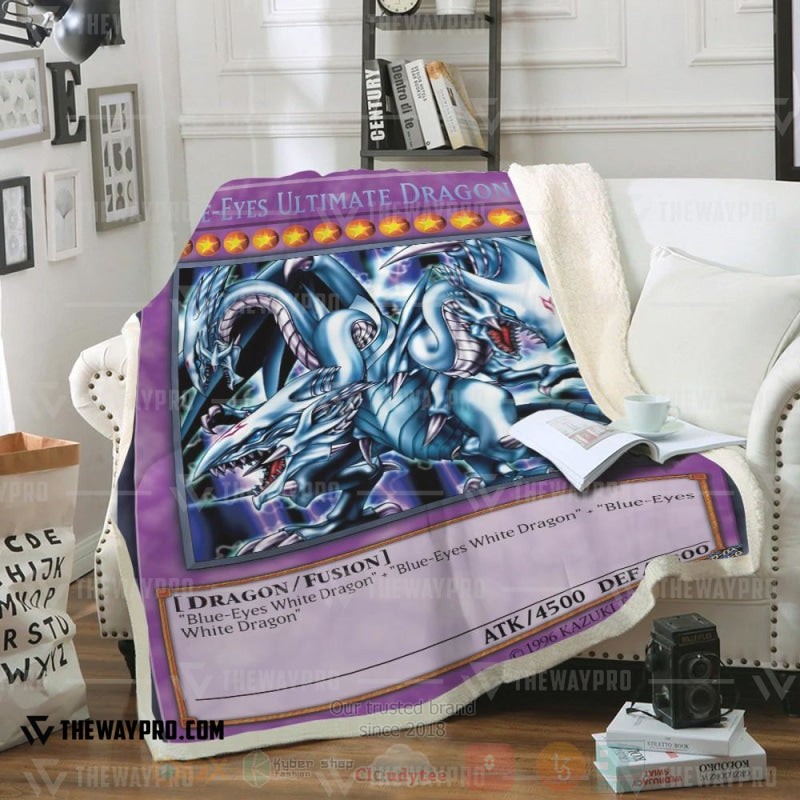 Yu Gi Oh Blue Eyes Ultimate White Dragon Purple Soft Blanket
