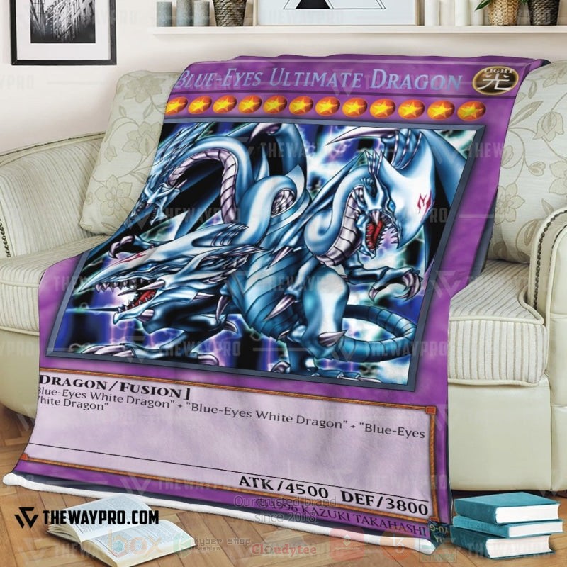 Yu Gi Oh Blue Eyes Ultimate White Dragon Purple Soft Blanket 1