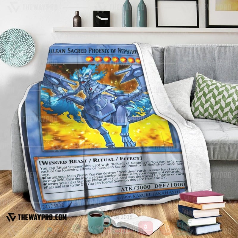 Yu Gi Oh Cerulean Sacred Phoenix of Nephthys Soft Blanket 1