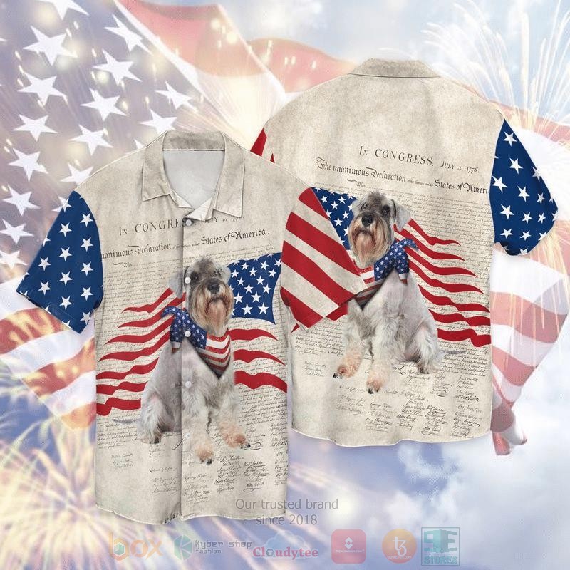 4Th of July Independence Day Schnauzer Patriotic Schnauzer American Flag Gift Short Sleeve Hawaiian Shirt