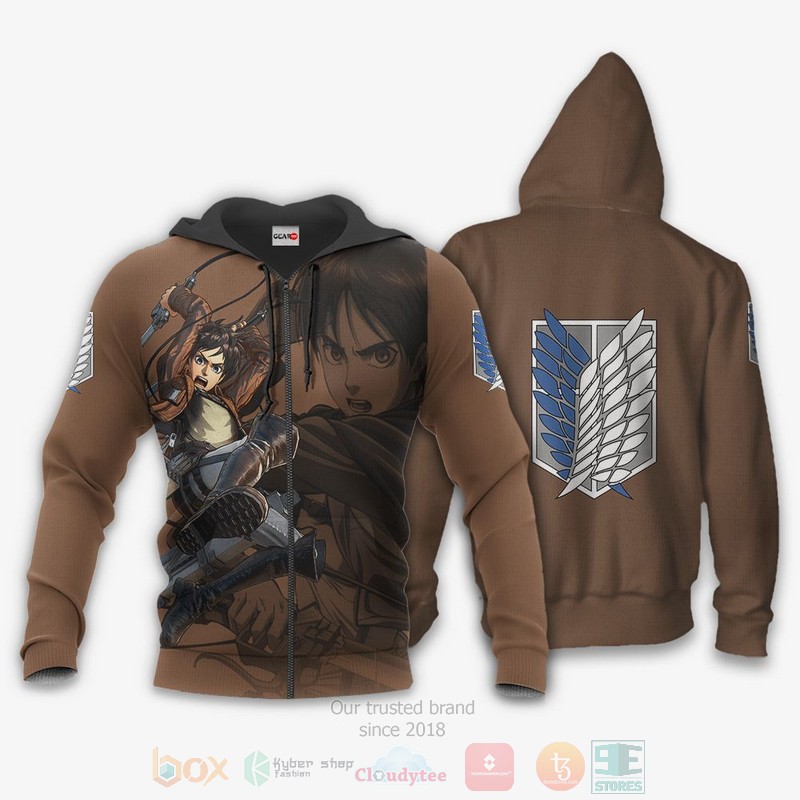 AOT Eren Yeager Attack On Titan Anime 3D Hoodie Bomber Jacket