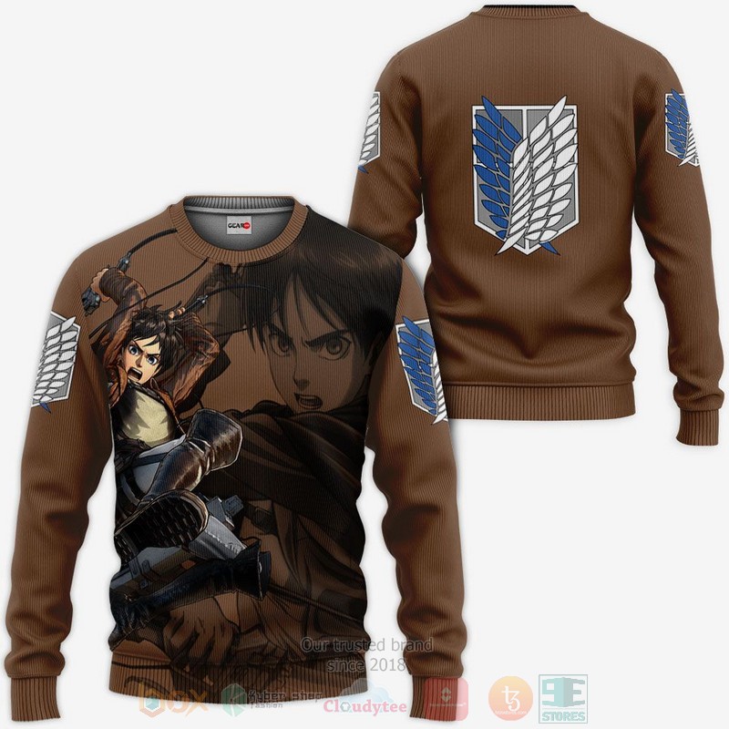 AOT Eren Yeager Attack On Titan Anime 3D Hoodie Bomber Jacket 1