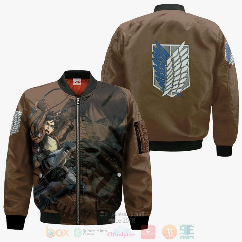 AOT Eren Yeager Attack On Titan Anime 3D Hoodie Bomber Jacket 1 2 3
