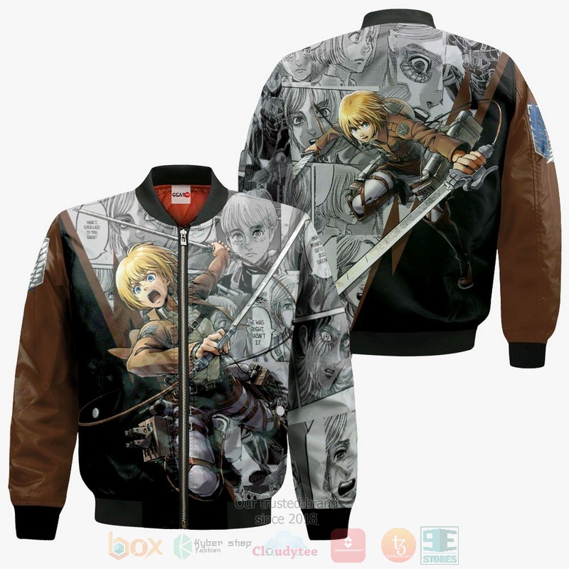 Armin Arlelt Custom Attack On Titan Anime 3D Hoodie Bomber Jacket 1 2 3