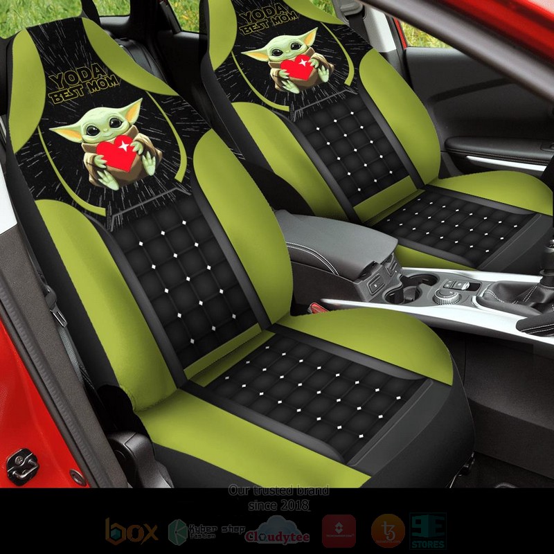 Baby Yoda Heart Best Mom In The Galaxy Star Wars Car Seat Cover
