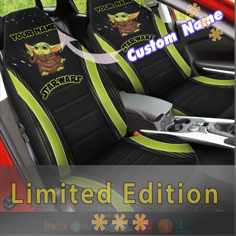 Baby Yoda Star Wars Custom Name Car Seat Cover 1