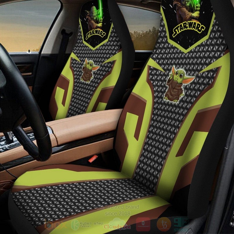 Baby Yoda Star Wars Green Brown Car Seat Cover