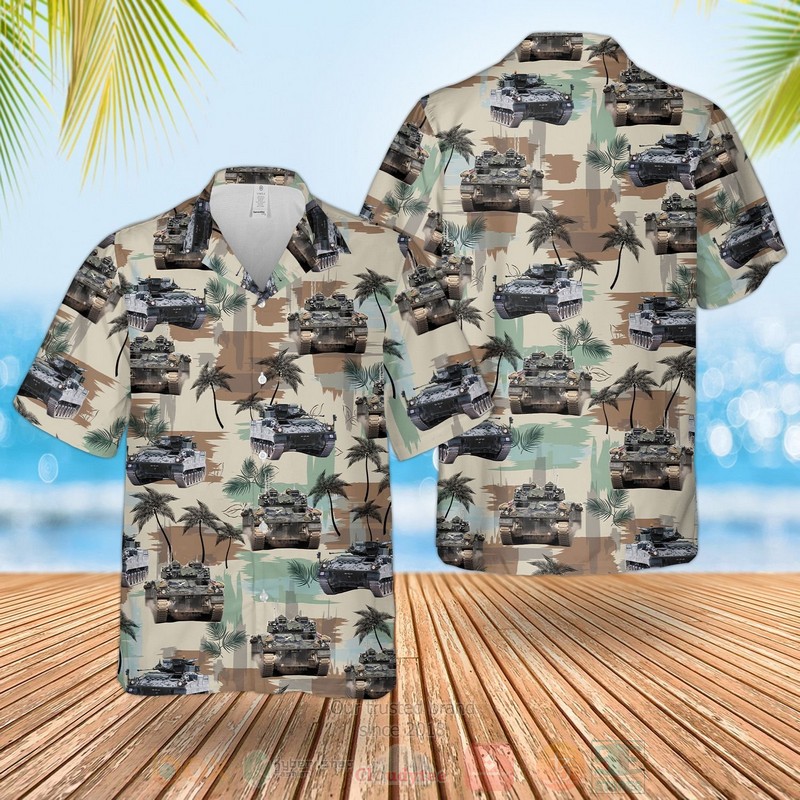 British Army Warrior Tracked Armoured Vehicle Hawaiian Shirt Short