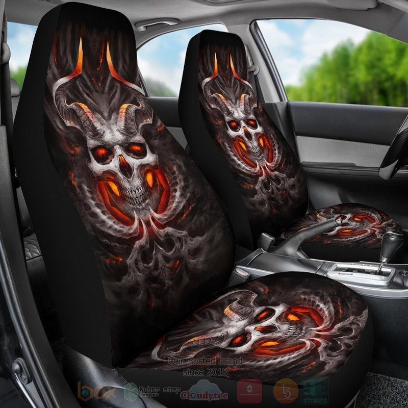 Burning Skull Car Seat Cover