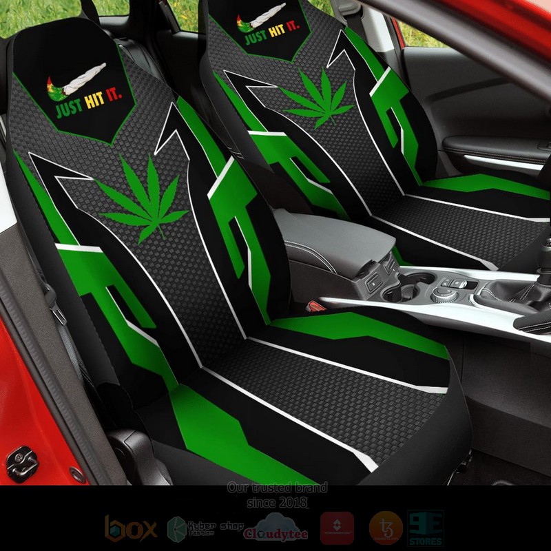 Cannabis Just Hit It Black Green Car Seat Cover