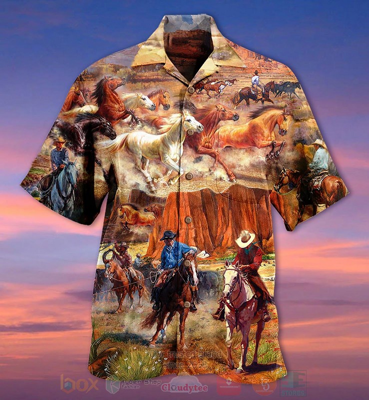 Cowboy Desert Life Horse Red Hawaiian Shirt 1