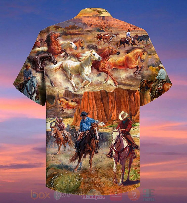Cowboy Desert Life Horse Red Hawaiian Shirt 1 2