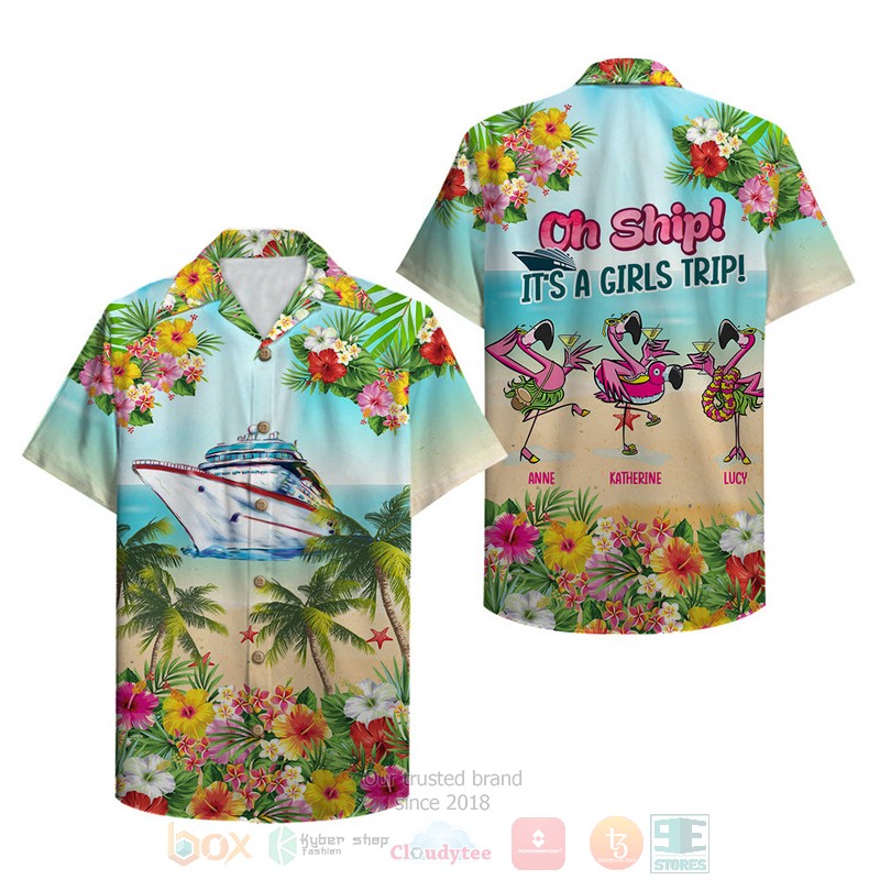 Cruise Flamingo Oh Ship Its A Girls Trip Hawaiian Shirt