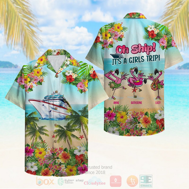 Cruise Flamingo Oh Ship Its A Girls Trip Hawaiian Shirt 1 2