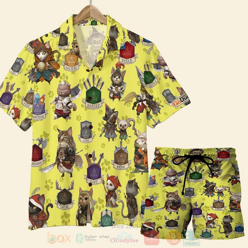 D D Cat Character Pattern Hawaiian Shirt