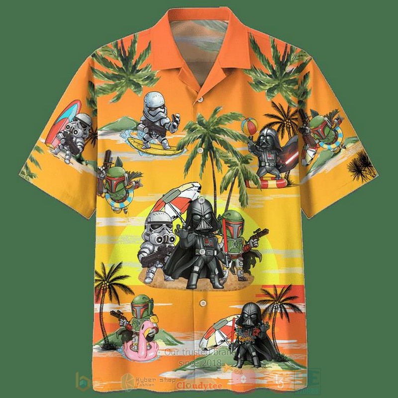 Darth Vader Summer Time Orange Short Sleeve Hawaiian Shirt