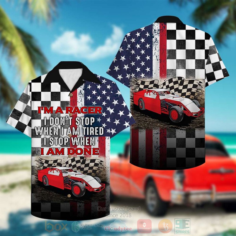 Dirt Track Racing American Checkered Hawaiian Shirt 1