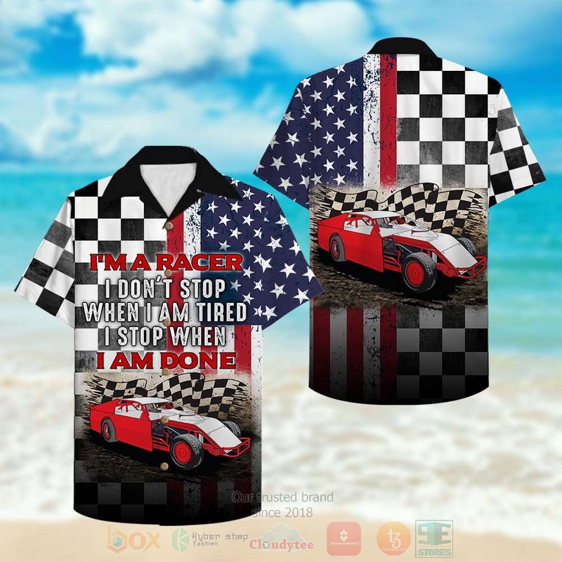 Dirt Track Racing American Checkered Hawaiian Shirt 1 2