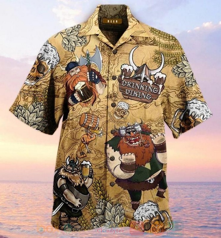 Dragon Island Drinking Viking Short Sleeve Hawaiian Shirt
