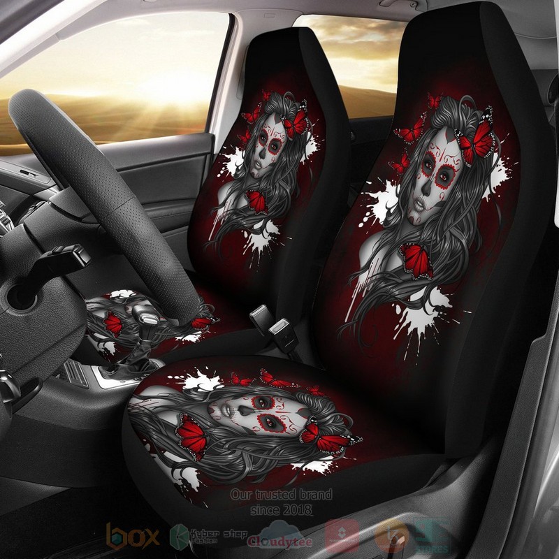 Girl With Butterfly Pattern Car Seat Cover