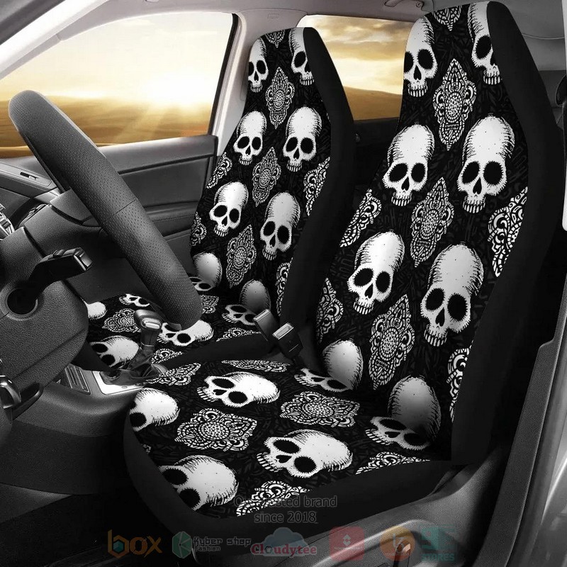Goth Skull Black Car Seat Cover