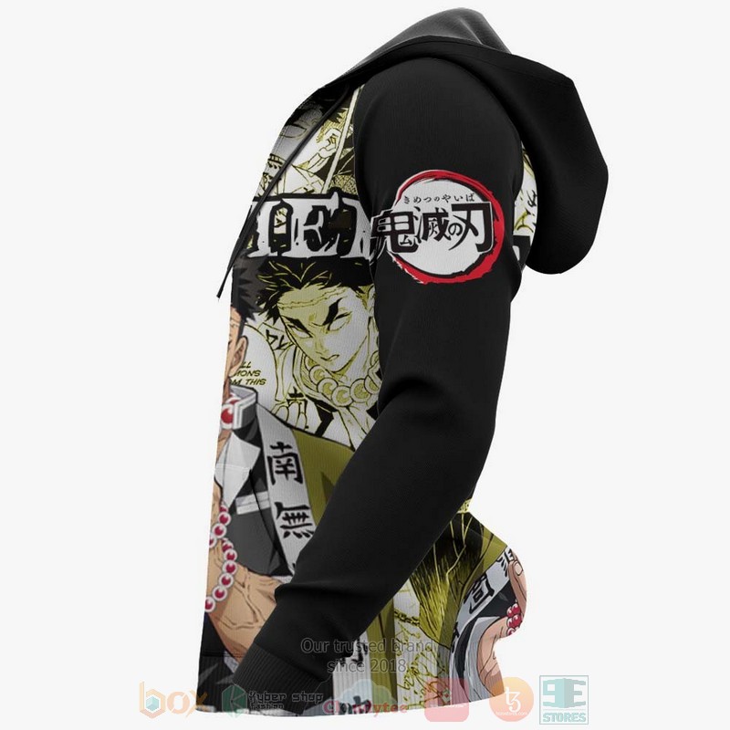 Gyomei Himejima Custom Kimetsu Anime Yellow Black 3D Hoodie Bomber Jacket 1 2 3 4 5
