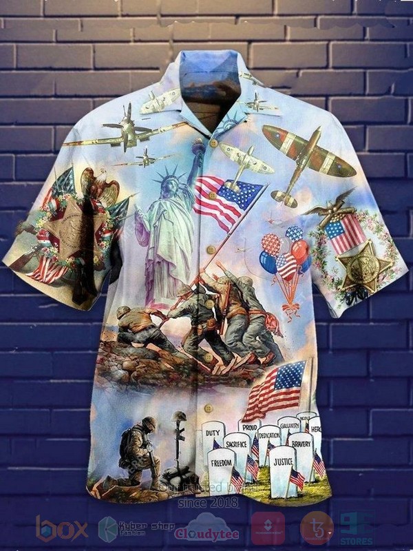 Happy Independence Day Veteran Short Sleeve Hawaiian Shirt