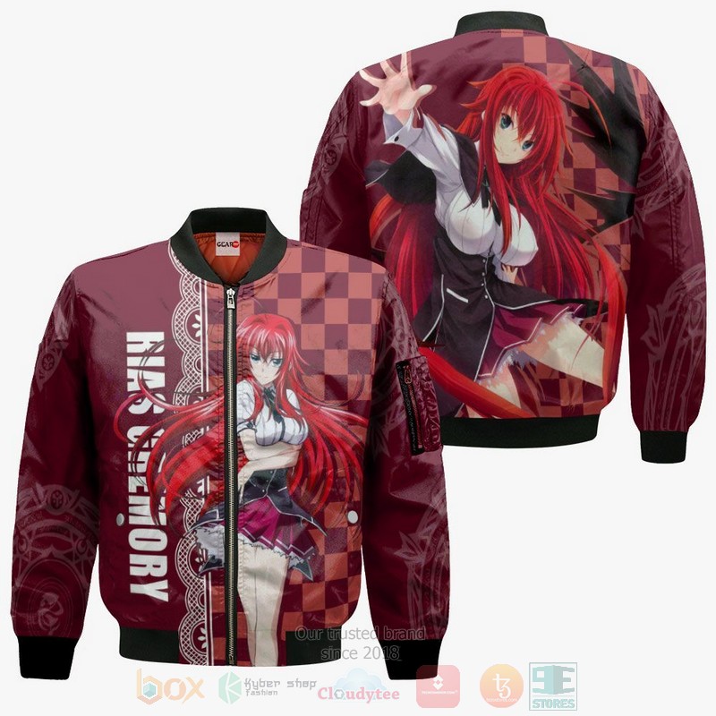High School DXD Rias Gremory Anime 3D Hoodie Bomber Jacket 1 2 3