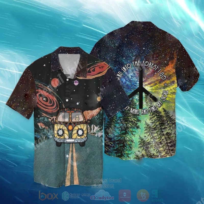 Hippie Galaxy Hand Into The Forest I Go My Mind And Find My Soul Short Sleeve Hawaiian Shirt