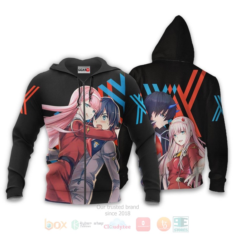 Hiro and Zero Two Custom Darling In The Franxx Anime 3D Hoodie Bomber Jacket