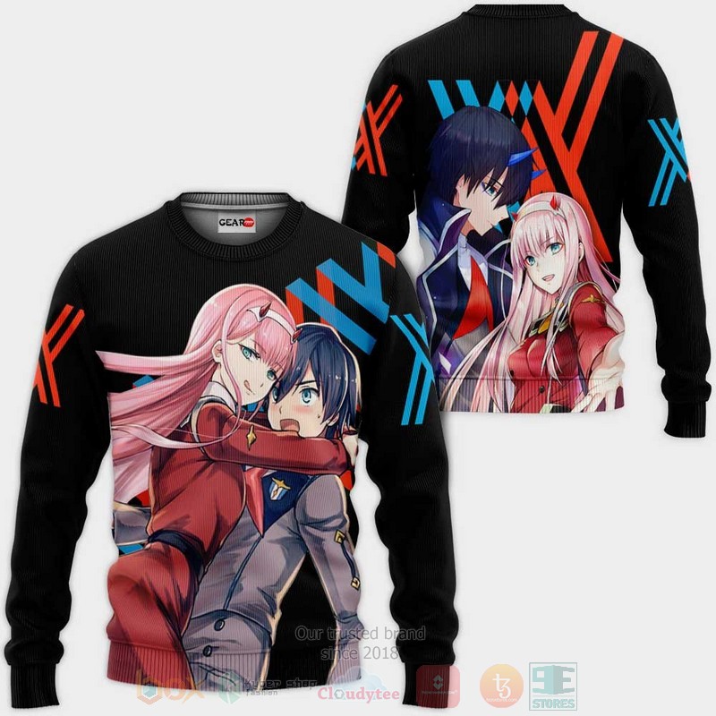 Hiro and Zero Two Custom Darling In The Franxx Anime 3D Hoodie Bomber Jacket 1