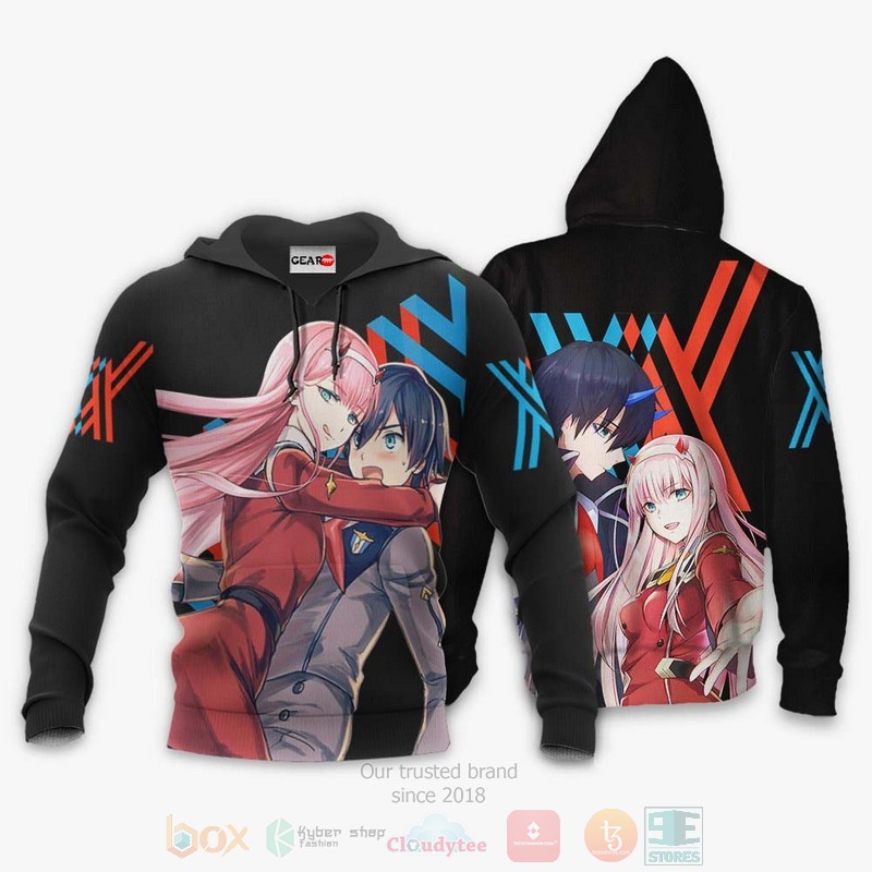 Hiro and Zero Two Custom Darling In The Franxx Anime 3D Hoodie Bomber Jacket 1 2