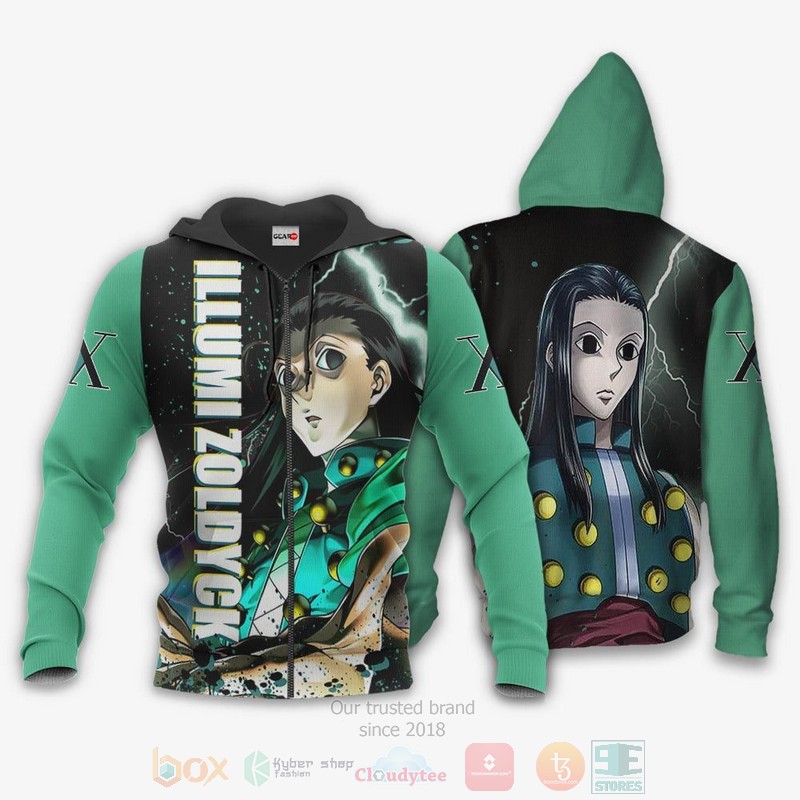 Illumi Zoldyck Custom Hunter x Hunter Anime Green 3D Hoodie Bomber Jacket