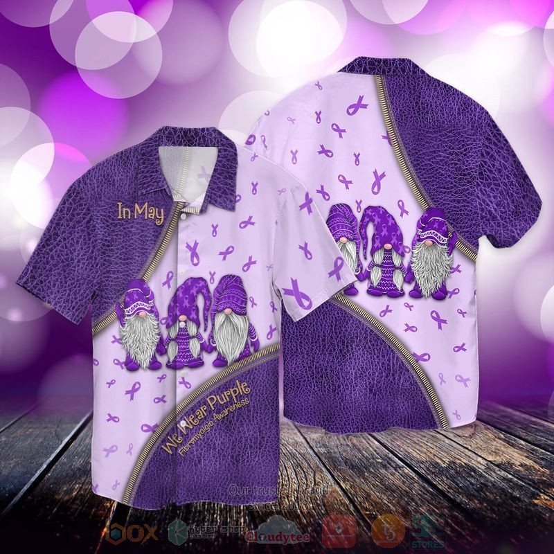 In May We Wear Purple Fibromyalgia Awareness Short Sleeve Hawaiian Shirt