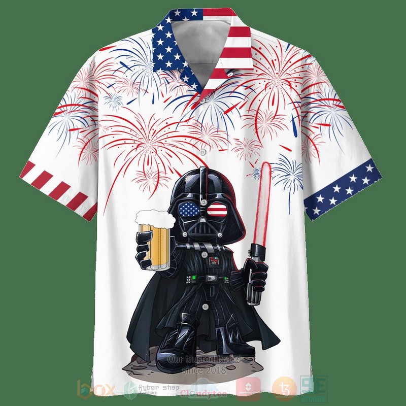 Independence Day Star Wars Darth Vader With Beer Short Sleeve Hawaiian Shirt