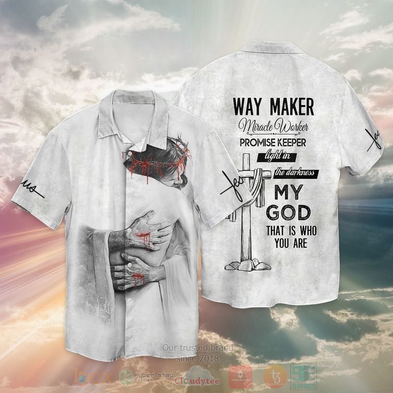 Jesus God Way Maker Miracle Worker Promise Keeper Light In The Darkness My God Short Sleeve Hawaiian Shirt