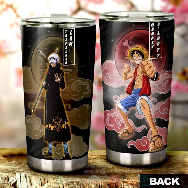 Luffy and Law One Piece Red Anime Tumbler 1