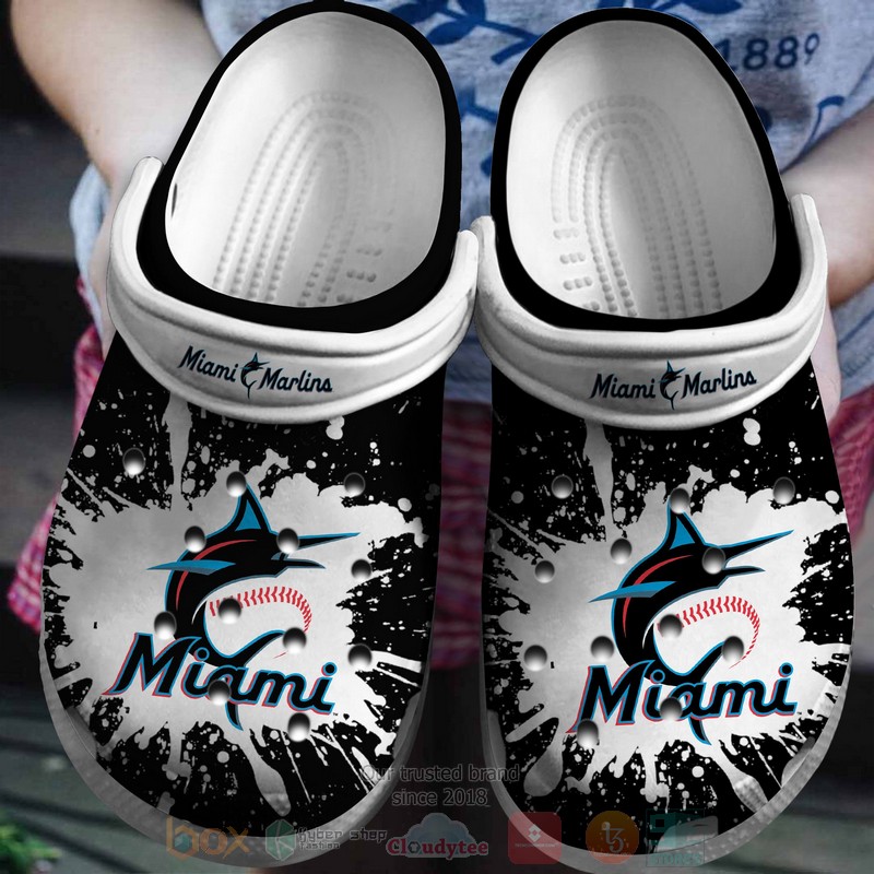 MLB Miami Marlins Black White Crocband Crocs Clog Shoes