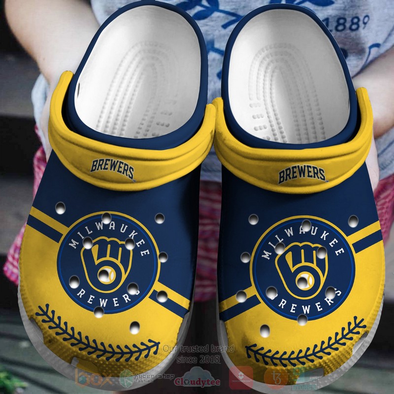 MLB Milwaukee Brewers Yellow Navy Crocband Crocs Clog Shoes