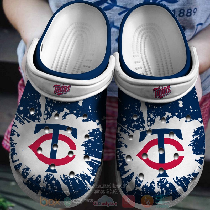 MLB Minnesota Twins White Navy Crocband Crocs Clog Shoes