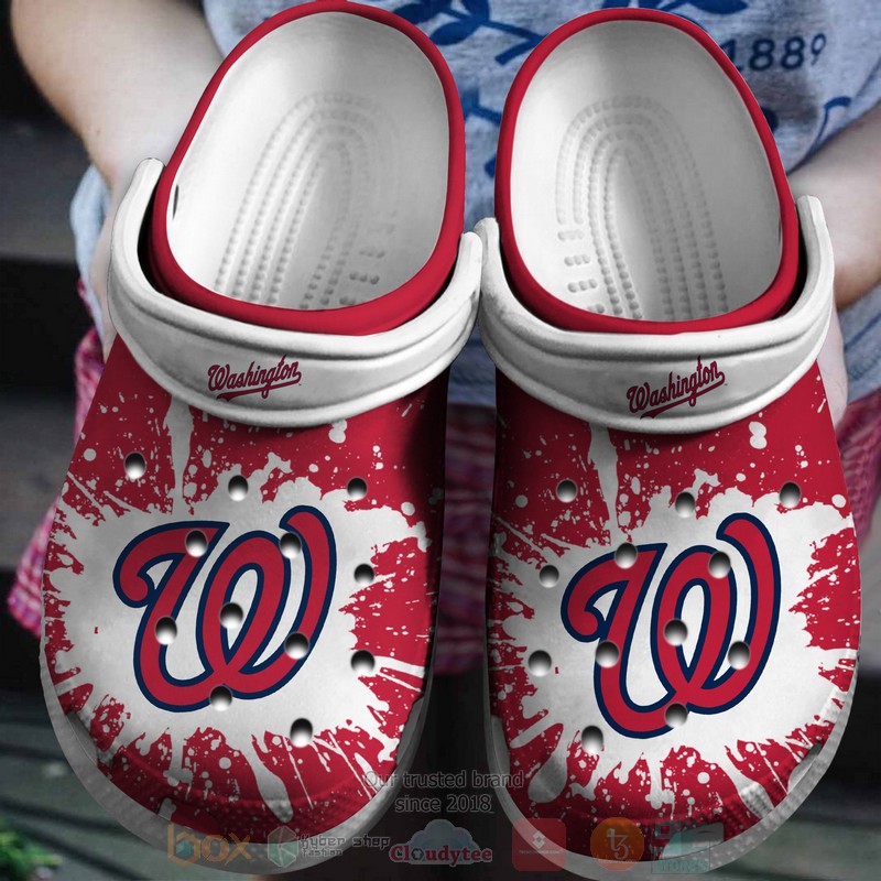 MLB Washington Nationals Red White Crocband Crocs Clog Shoes